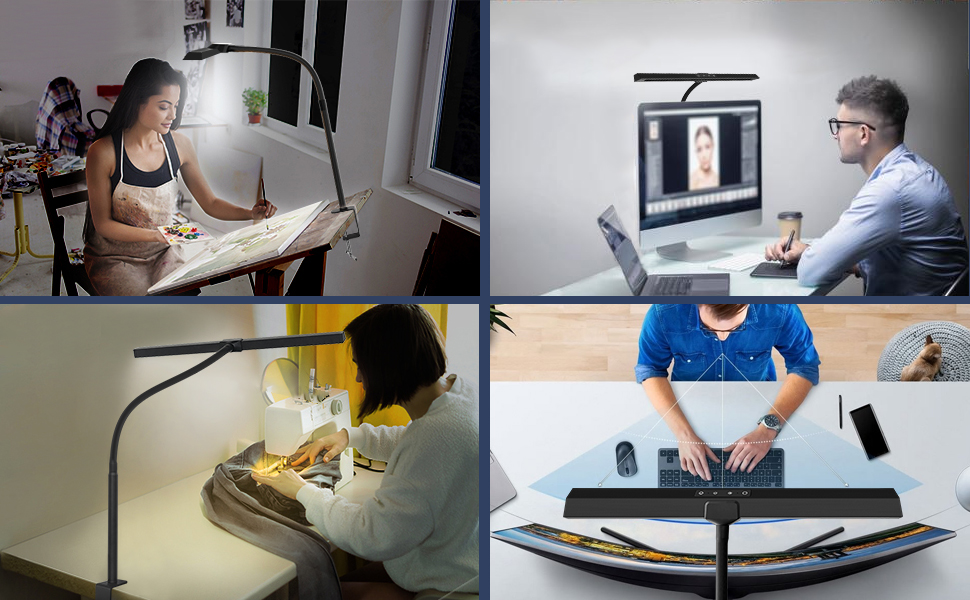 VONCI LED Desk Lamp, Computer Monitor Workbench Lights, 12W 600Lumen