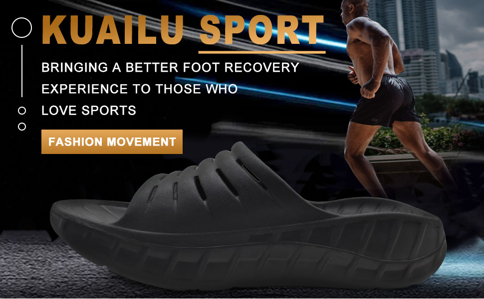 KuaiLu Mens Recovery Sandals With Comfortable Plantar Fasciitis Arch