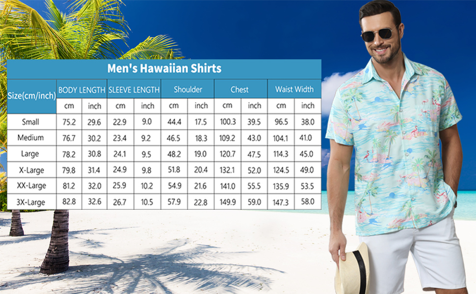 Hawaiian shirt size chart