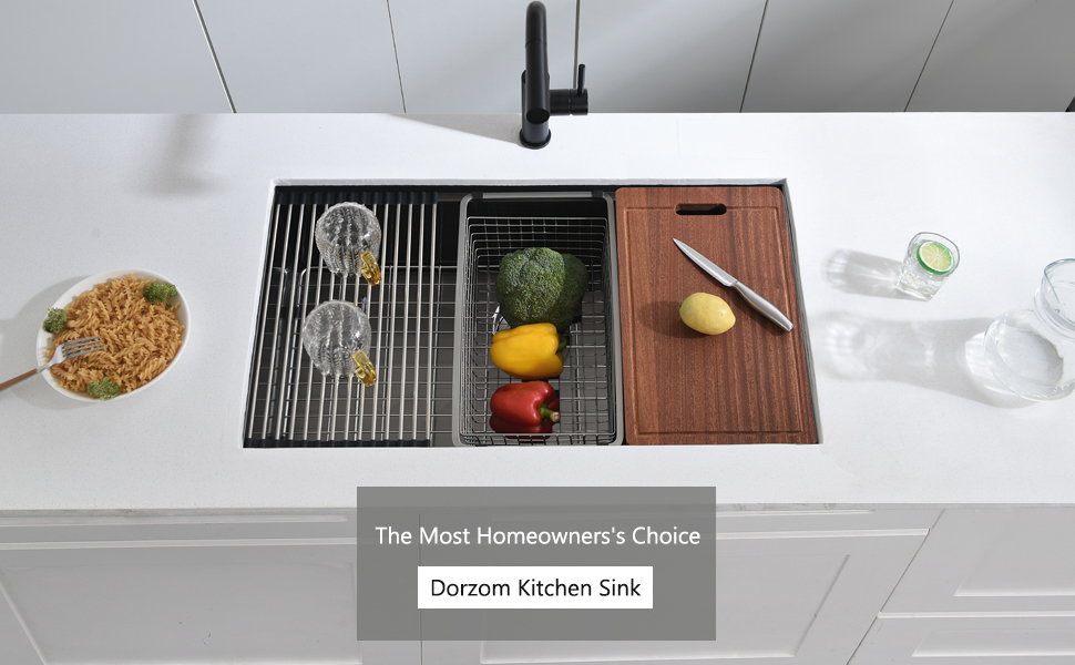 32x19x10 Inches Black Kitchen Sink Undermount, 32 Black Stainless