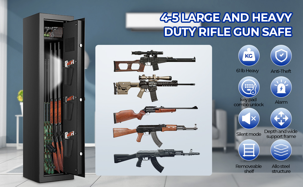 Fireproof Gun Safe, Heavy Duty Gun Safe for Home Rifle and Shotgun, Quick Access