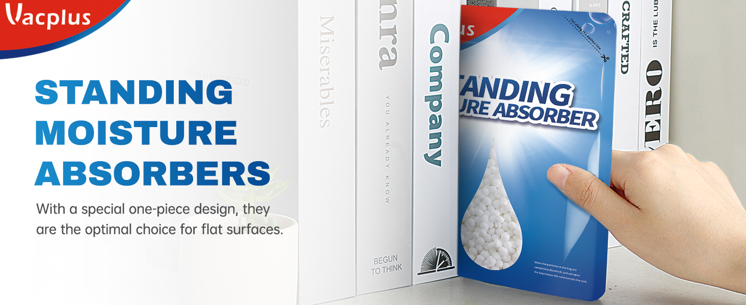Vacplus Moisture Absorbers 12 Pack, Standing Humidity Packs for Narrow Flat