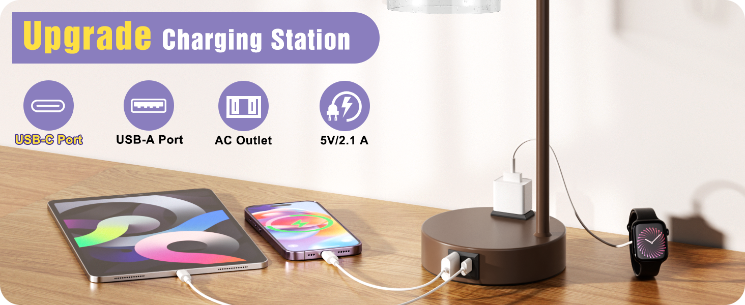 lamp with usb port and outlet