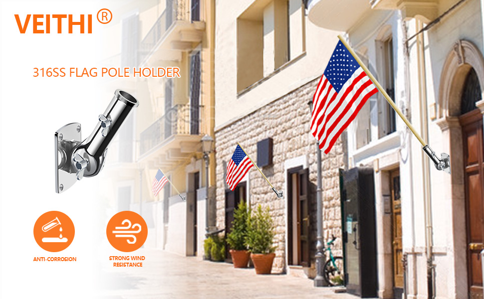 Flag Pole Holder for Outside House 316 Stainless Steel, Flag Pole Bracket Heavy