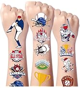 Gameza Baseball Temporary Tattoos - 200+ Baseball Tattoos Baseball Birthday Party Favors Decorati...