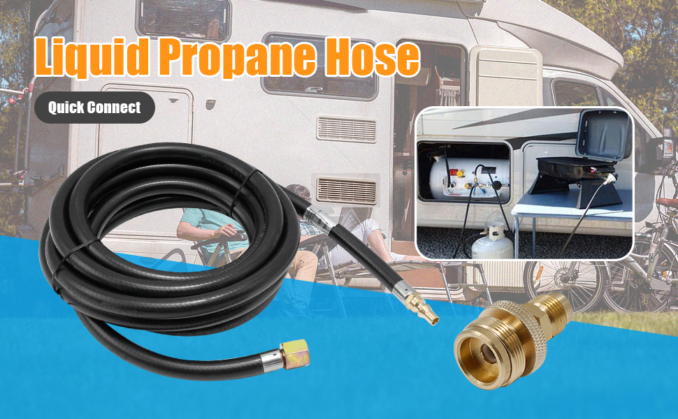 12Ft Propane Quick Connect Hose with Adapter for RV to Portable BBQ
