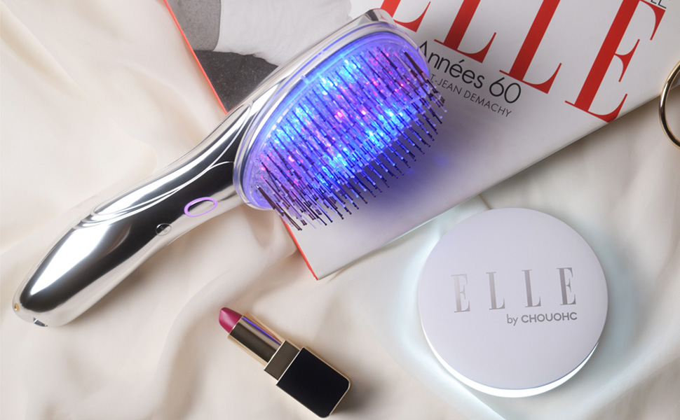 CHOUCHOU × ELLE スタイリストイオングロウブラシ 赤色青色LED CHOUCHOU × ELLE スタイリストイオングロウブラシ 赤色青色LED