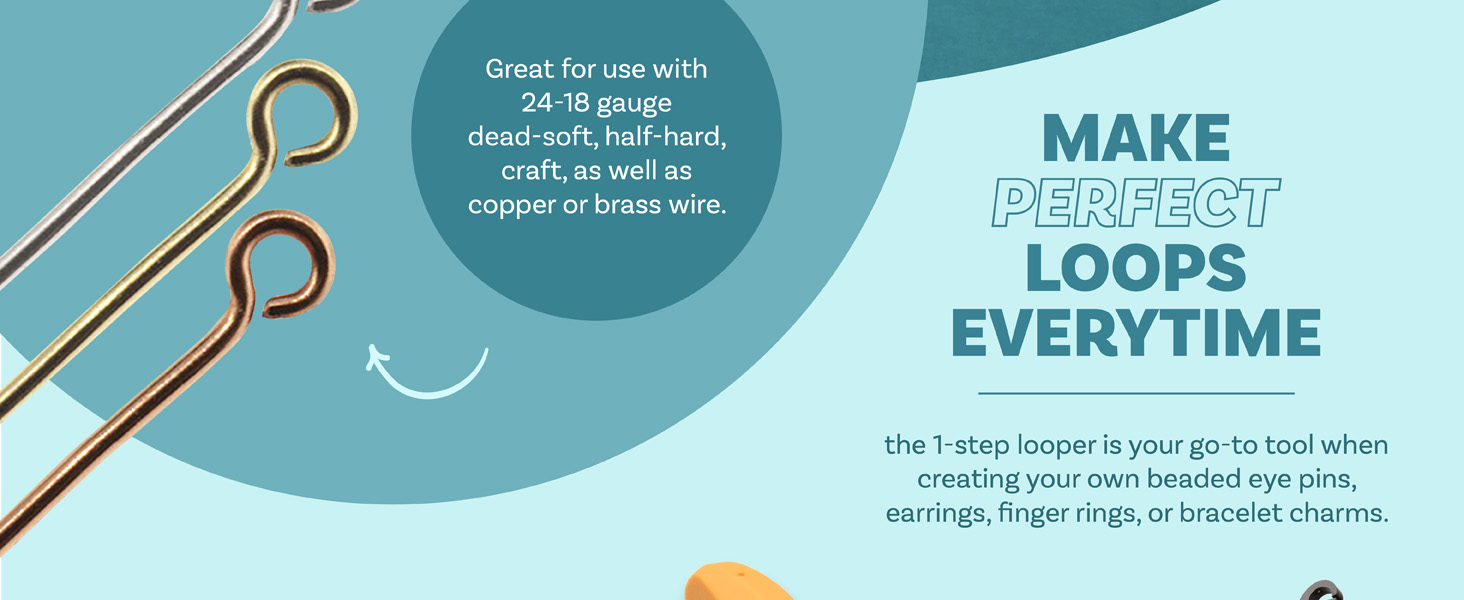 The 1-step looper can be used with dead-soft, hard, craft, copper, and brass wire.