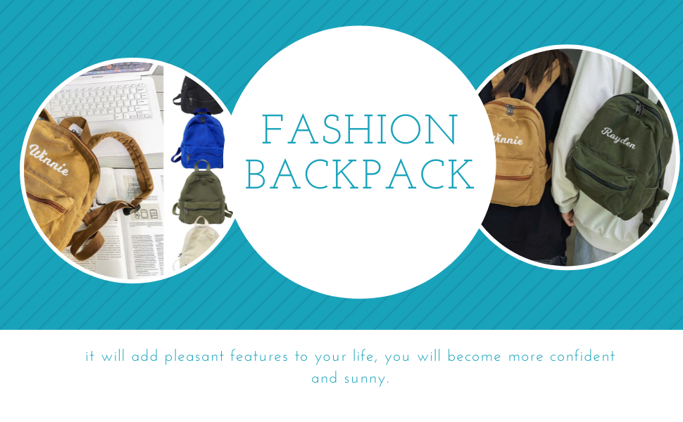 MT WORLD Personalized Backpack Small Mini Travel Canvas