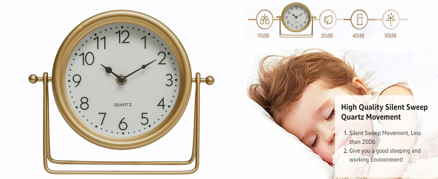 MACVAD Vintage Golden Table Clock - Eleg... 15 gold table clock