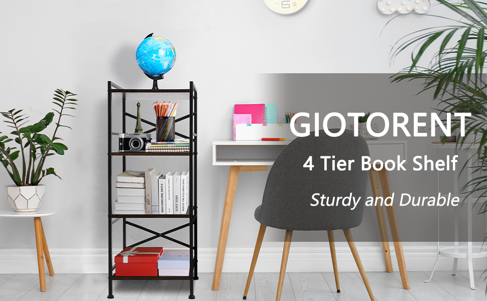 4 Tier Book Shelf, Small Bookshelf Storage Organizer