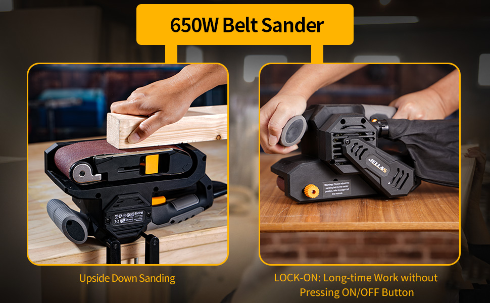 Jellas Belt Sander, 2 in 1 Bench & Belt Sander, 75x457mm Belt Sanders for Wood with 12Pcs