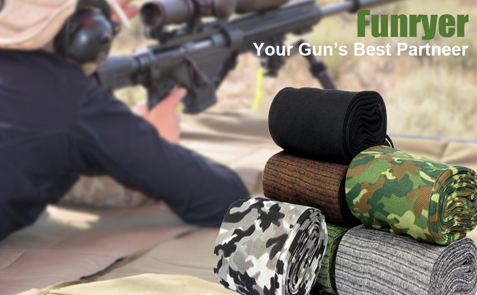 Funryer 6 Pieces Gun Sock for Rifles with Scopes 52 x 4 inches Silicone Treated