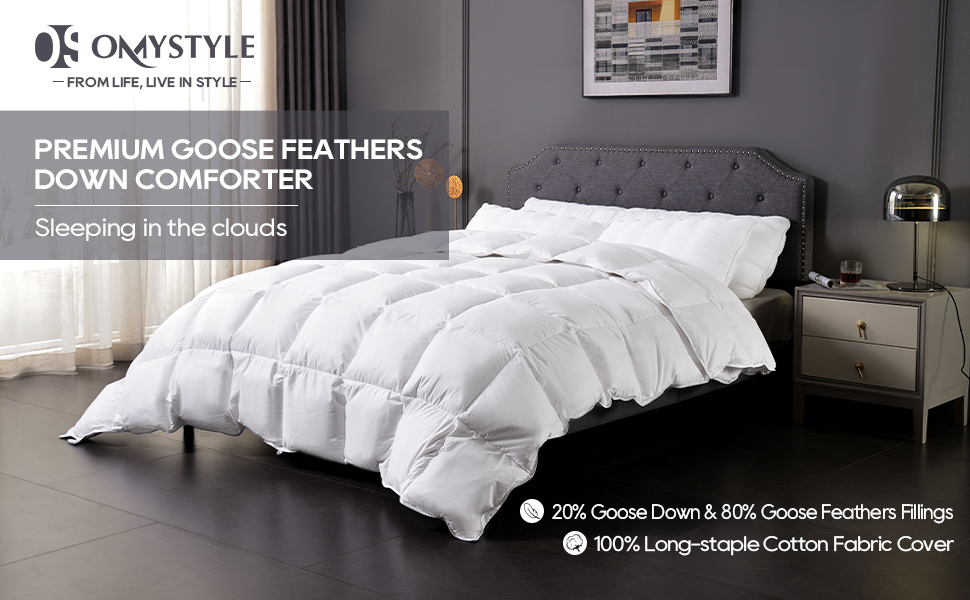 120x120 Oversized King Goose Feathers Down Comforter for All Season Medium Warmth