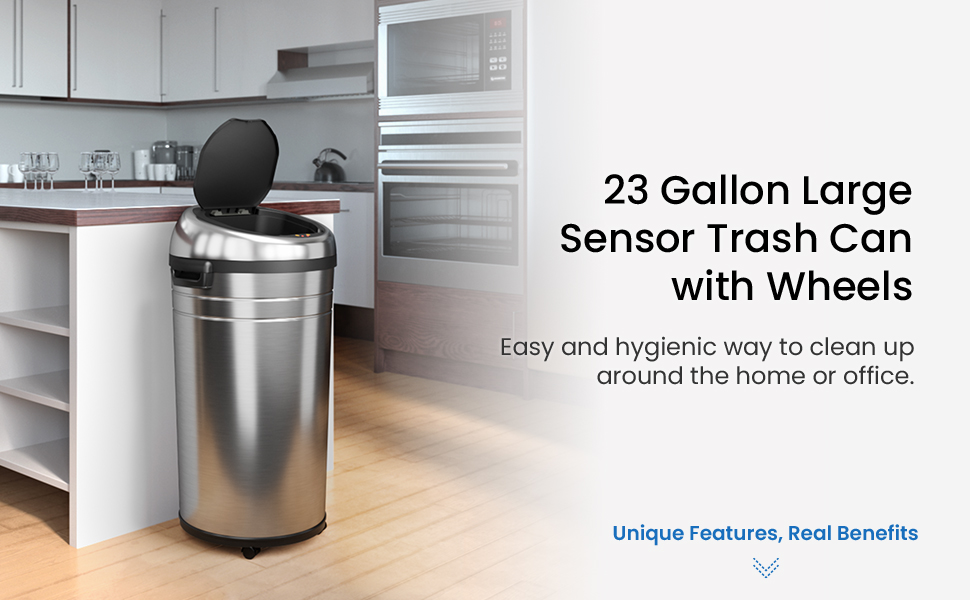 iTouchless 23 Gallon Commercial Size Sensor Trash Can with