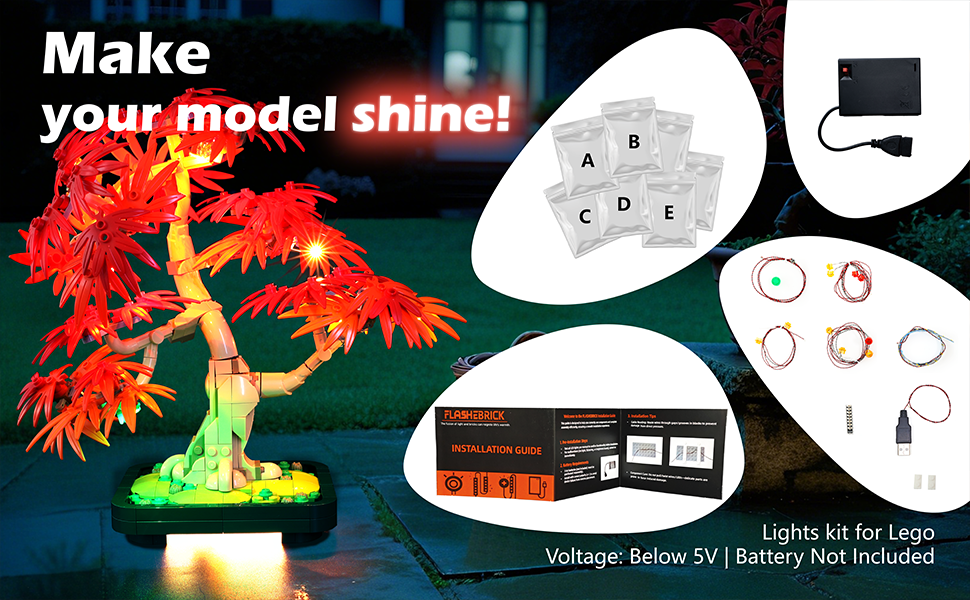 light kit with LED for Lego 10348 Bonsai and Japanese Red Maple bonsai set