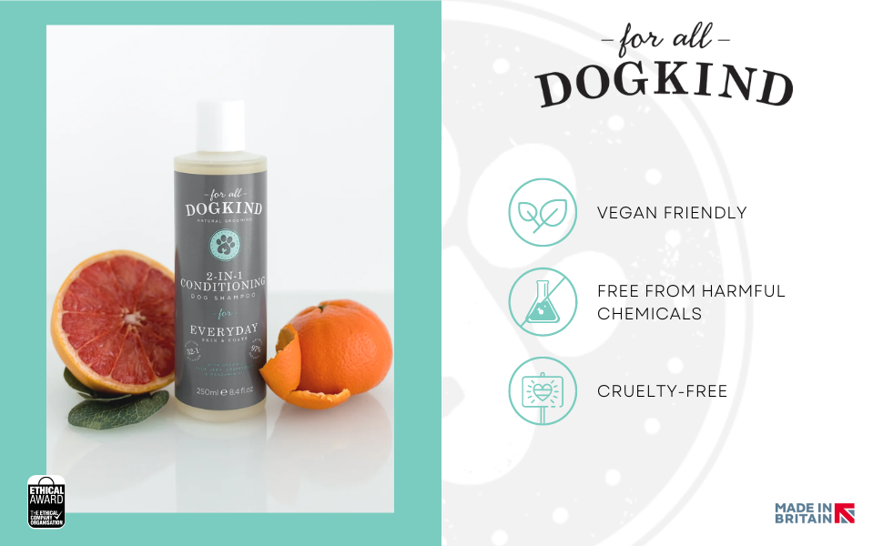 For All DogKind 2-in-1 Dog Shampoo - Refreshing Grapefruit and Mandarin Oil - Gentle Care for Dogs and Puppies - Flea and Tick Wash - Deep Clean & Boost Shine - 250ml 18 2 in 1