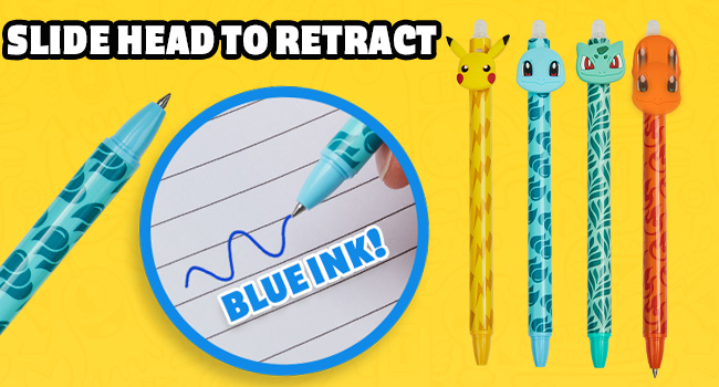 Pokemon Set de 4 Stylos Effaçables Pikachu Fournitures