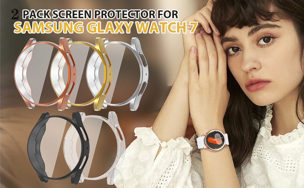 2 Pack TPU Case for Samsung Galaxy Watch 7 Screen Protector 40mm 44mm Men/Women