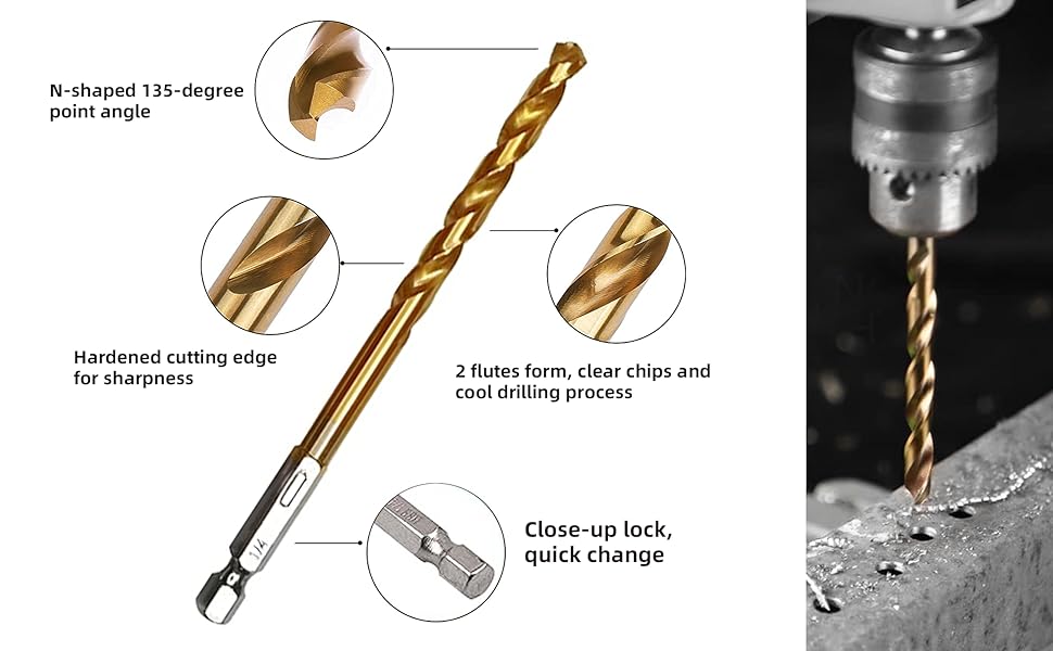 NORTOOLS Hex Shank Drill Bit Set 13 PCS High Speed Steel