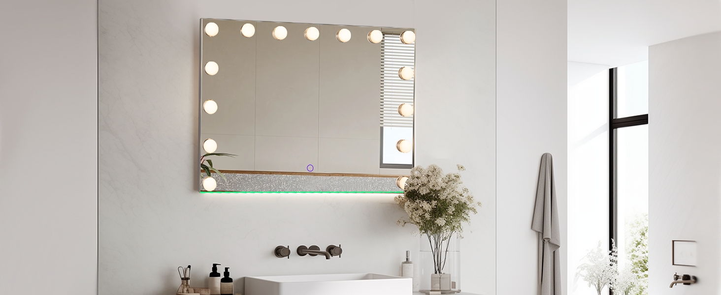makeup vanity mirror hang on the wall in bathroom
