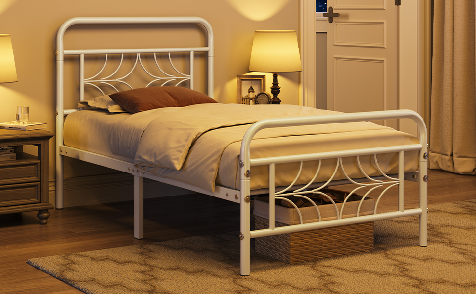 Yaheetech Twin XL Metal Platform Bed with Sparkling StarInspired Design Headboard