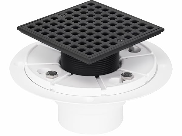 TAKEれんこん Uni-Green Chrome 4 Inch Square Shower Drain with PVC Flange