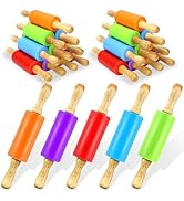 20 Pcs Small Rolling Pins for Kids, 9 Inch Non-Stick Surface Wooden Handle Rolling Pin, 5 Colors ...