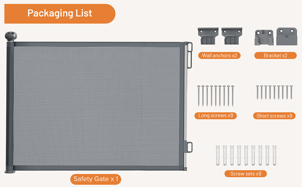 Retractable Dog Gate Package List