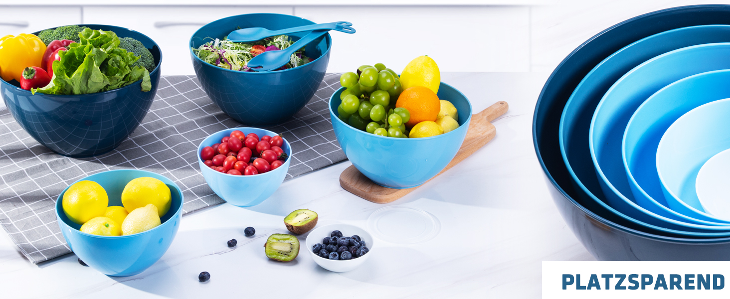 Luxear Große Rührschüssel 0,2-6,5 L Salatschüssel Set mit Deckel, 6 ...