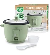 Panela elétrica de arroz GreenLife, 3 xícaras não cozidas/6 xícaras cozidas, panela antiaderente removível sem PFAS...