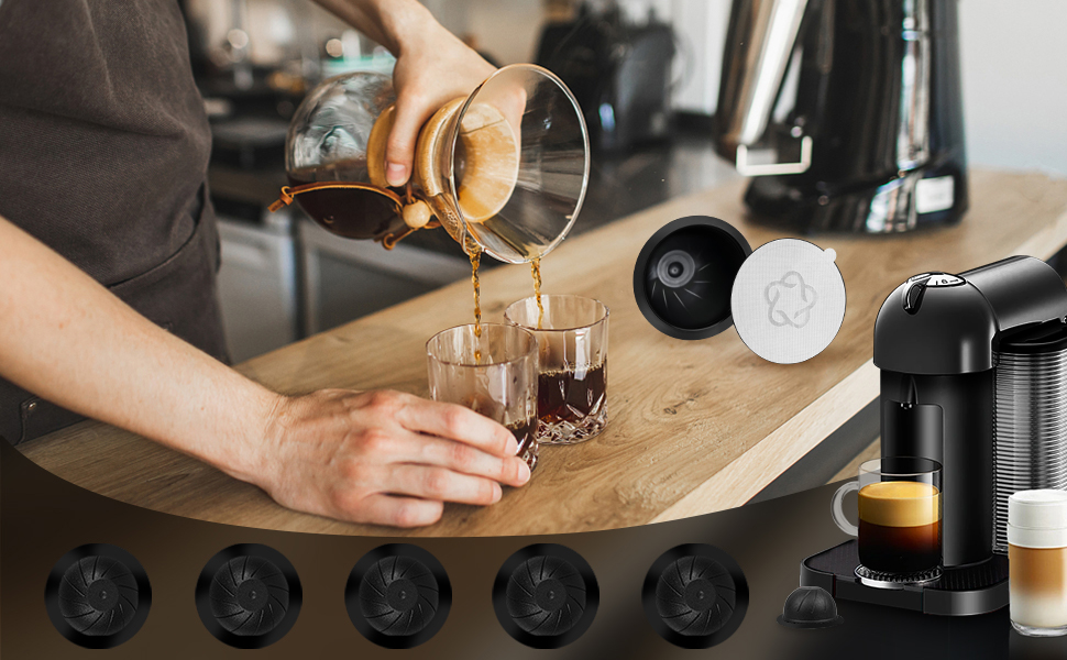 Reusable Pod for Nespresso Vertuo,Espresso Aluminum Foils Lids for