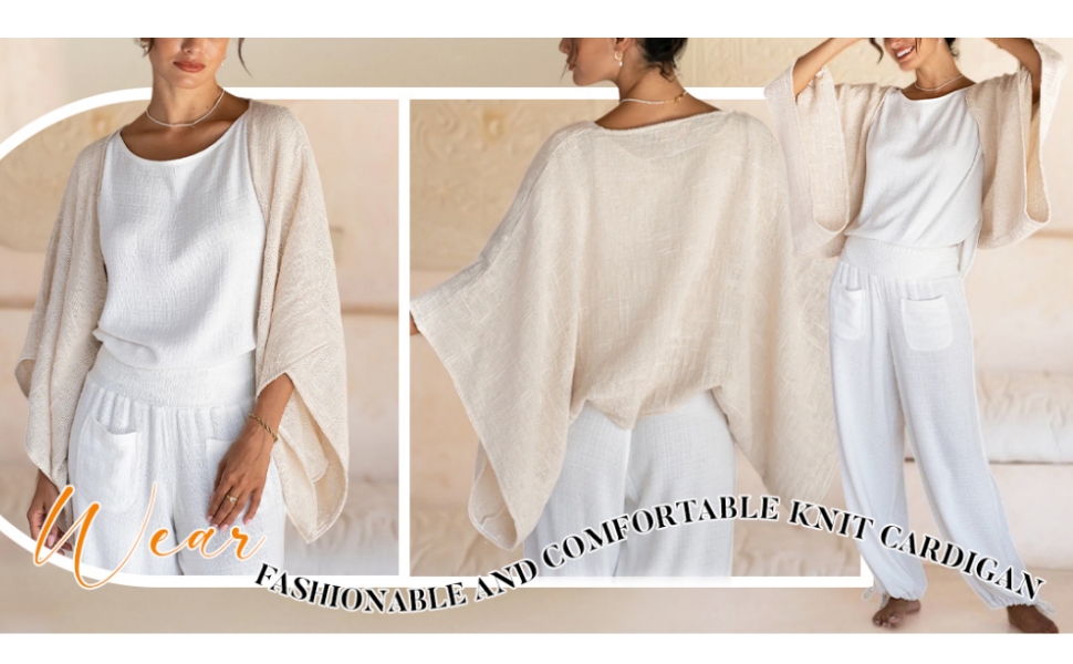 Text reads 'FASHIONABLE COMFORTABLE & STYLISH FIX'. Three panel image showing light-colored, flowing garments with loose, comfortable styling.