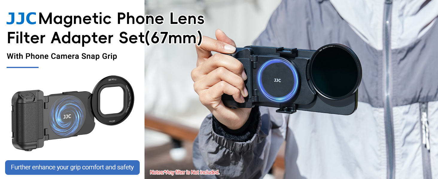 (1+1) 67mm Magnetic Phone Lens Filter Adapter + Phone Snap Grip