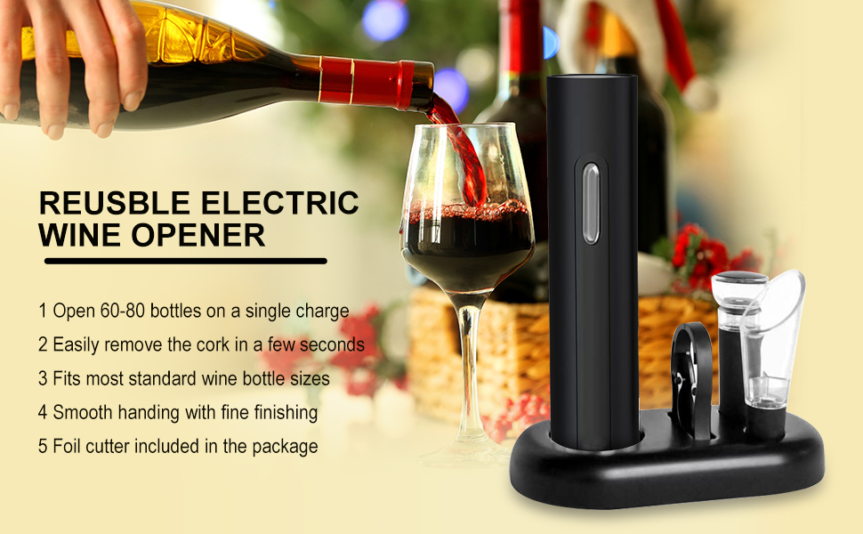 Electric Wine Opener Set with Charging Base, Open 6080