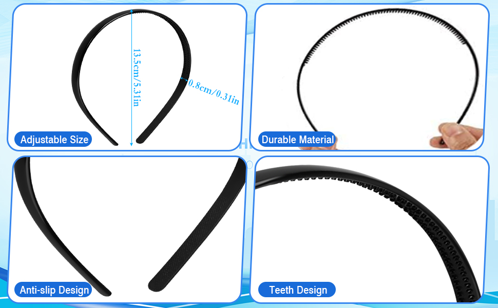 Haar Stirnband mit zähne schwarz Haarreif DIY Plastik einfach Haarbänder