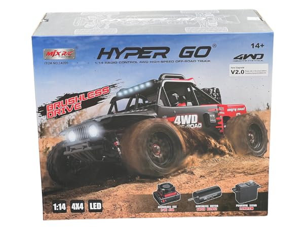 HyperGo MJX 14209 ブラシレス メタルシャーシ LEDライト MJX HyperGo 142092.4GプロポーショナルメタルシャーシLEDナイト