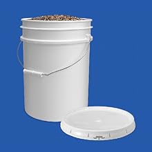 5 Gallon Plastic Bucket Airtight Lid Food Grade Bucket White BPA-Free Heavy Duty All Purpose Pail