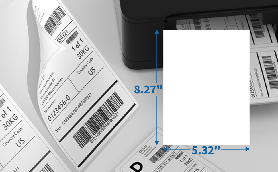 8.5" x 11" shipping labels half sheet