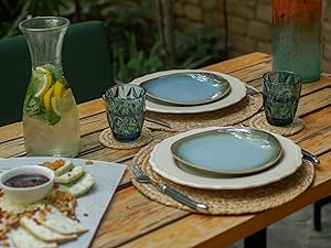 Woven Placemats Set Of 6 Rattan Placemats Natural Hyacinth Round Placemats Farmhouse Boho Straw