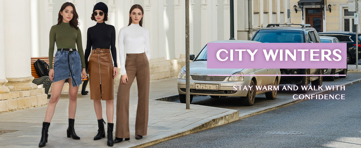 YOGINGO Women's Long Sleeve Mock Turtle Neck Bodysuits