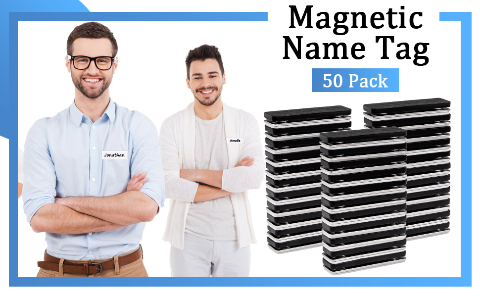 50 Pack Reusable Name Tags, 3X1Inch Name Badge Name