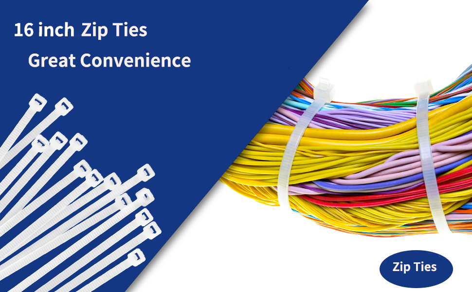 Sohalejr 250 Pack Zip Ties 16 inch Clear Cable Tie Wraps 50