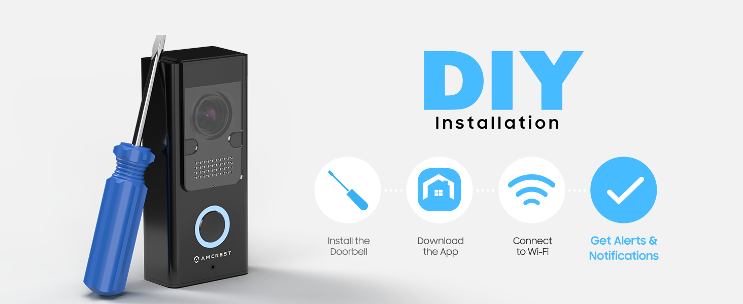 AD110 Amcrest Smarthome HD Wi-Fi Video Doorbell, motion detection, DIY Installation