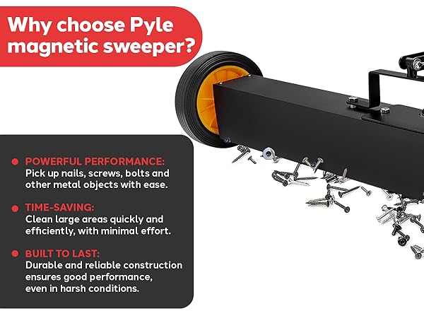 マッピー p706p5g Pyle 24” Rolling Magnetic Sweeper with Adjustable Handle