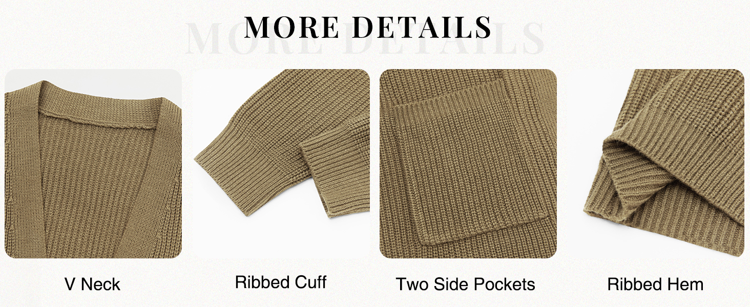 Mens Cardigan Sweater Casual V Neck Open Front Ribbed Long Winter Sweaters