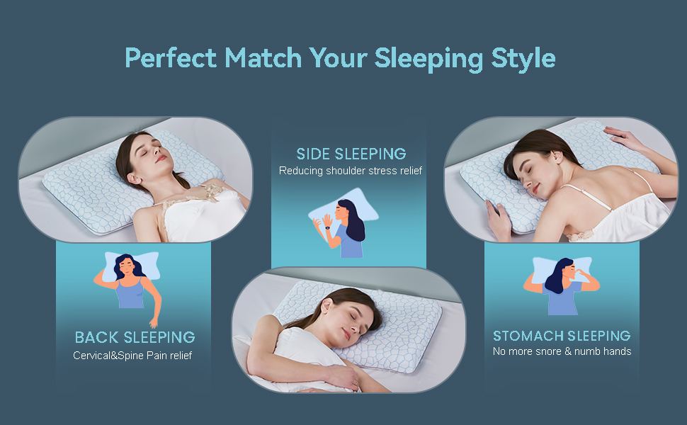 Tiooii Cooling Thin Pillow for Stomach and Back Sleeper