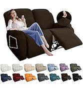YEMYHOM 6 Pieces Stretch Loveseat Recliner Slipcover Jacquard Recliner Sofa Cover with Side Pocke...