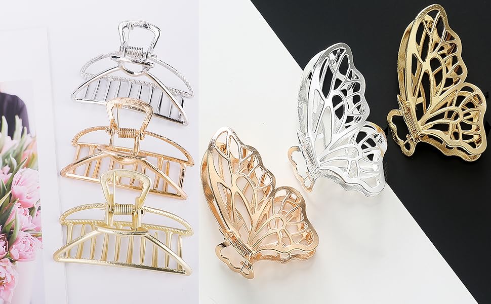 butterfly hair clips metal