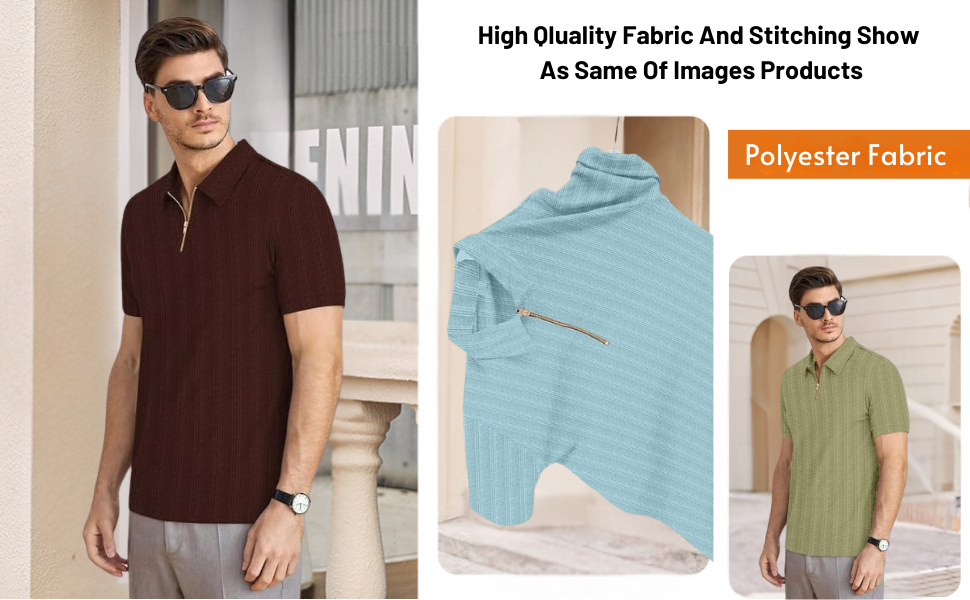 Men's Self-Design Polo Neck Polyester T-Shirt